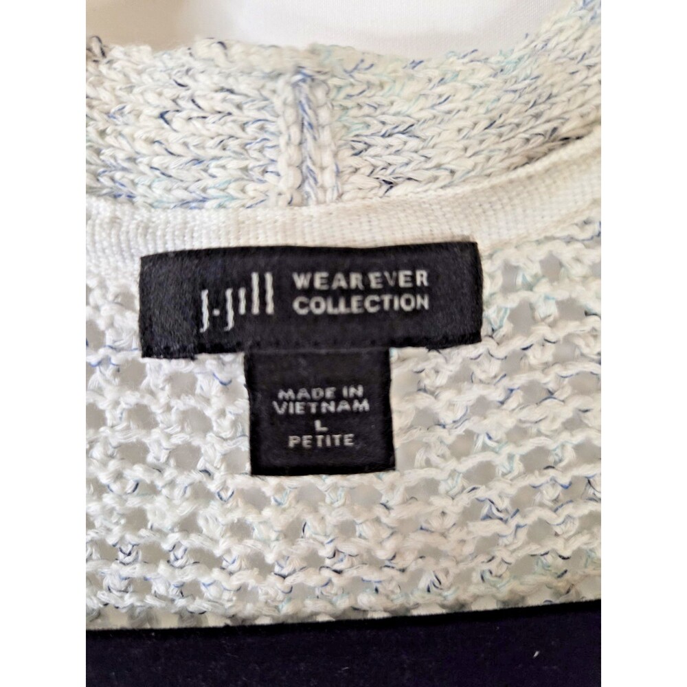 Talbots Open Knit Cardigan Womens Size LP Gray Marled Lightweight 3/4 Sleeve - Picture 6 of 8